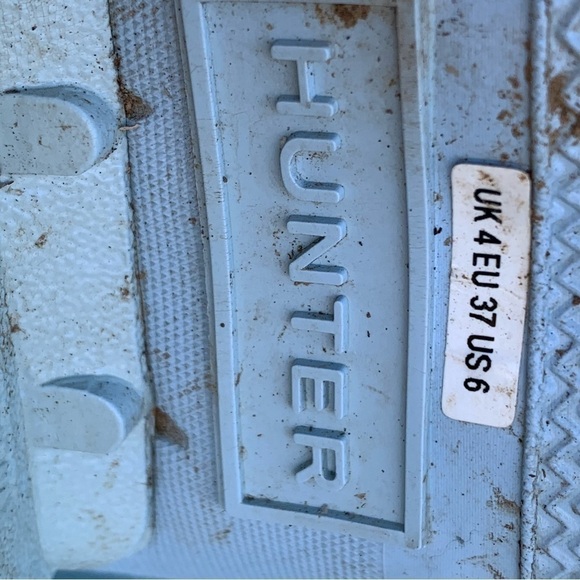 Hunter Original Short Gloss Rain Boots Baby Blue Women’s Size 6 Snow Shoes - Picture 9 of 10